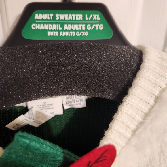 Adult Elf Movie Ugly Christmas Sweater with Hat and Badge - Picture 5 of 6